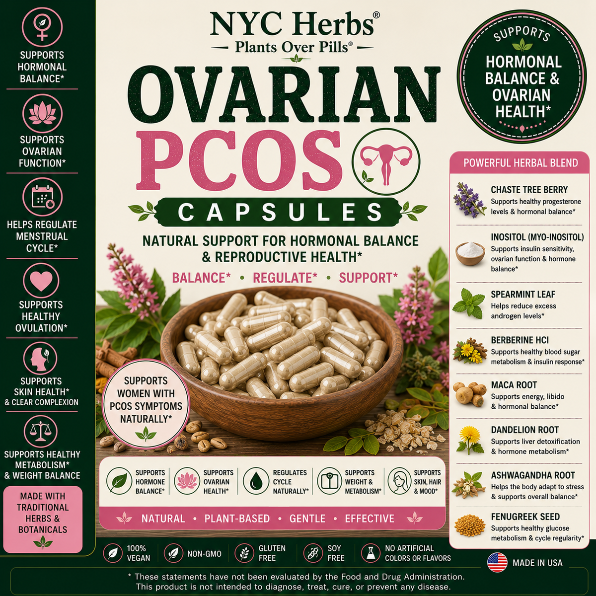 Ovarian PCOS Capsules - 60 count