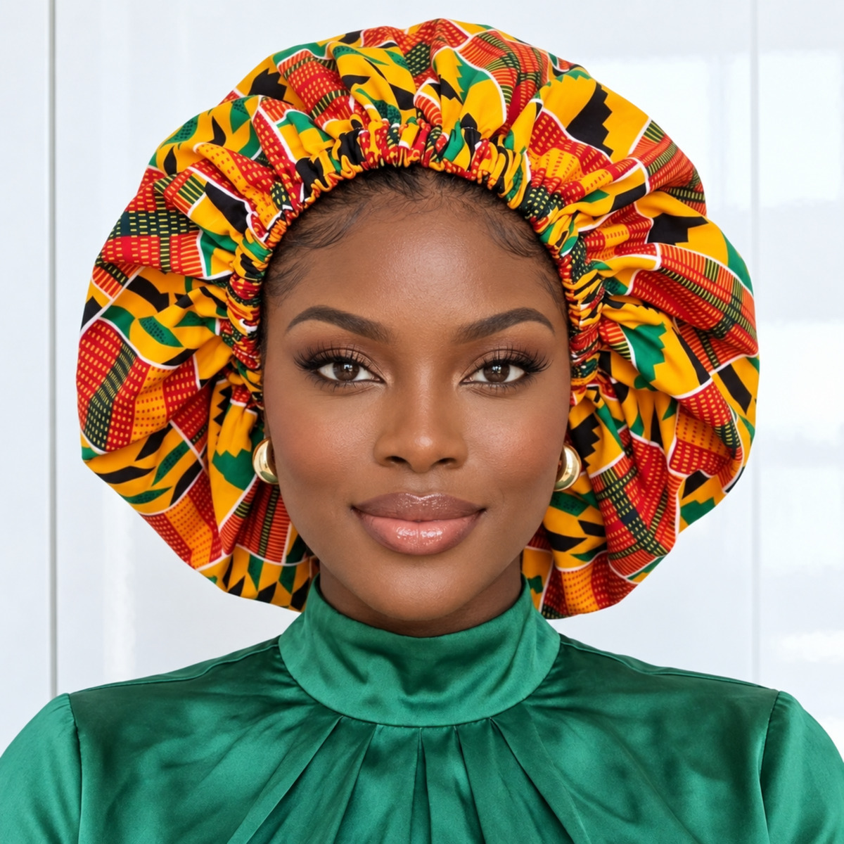 Duma Mbili XL Silk Lined African Print Bonnet