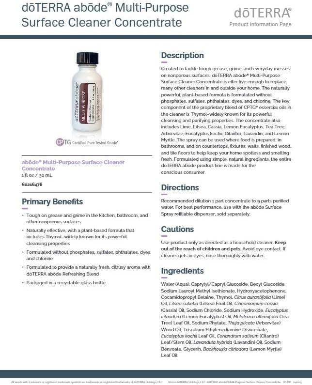 doTERRA abode Multi-Purpose Surface Cleaner Concentrate