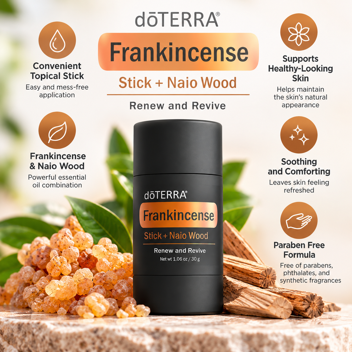 doTERRA Frankincense Stick + Naio Wood