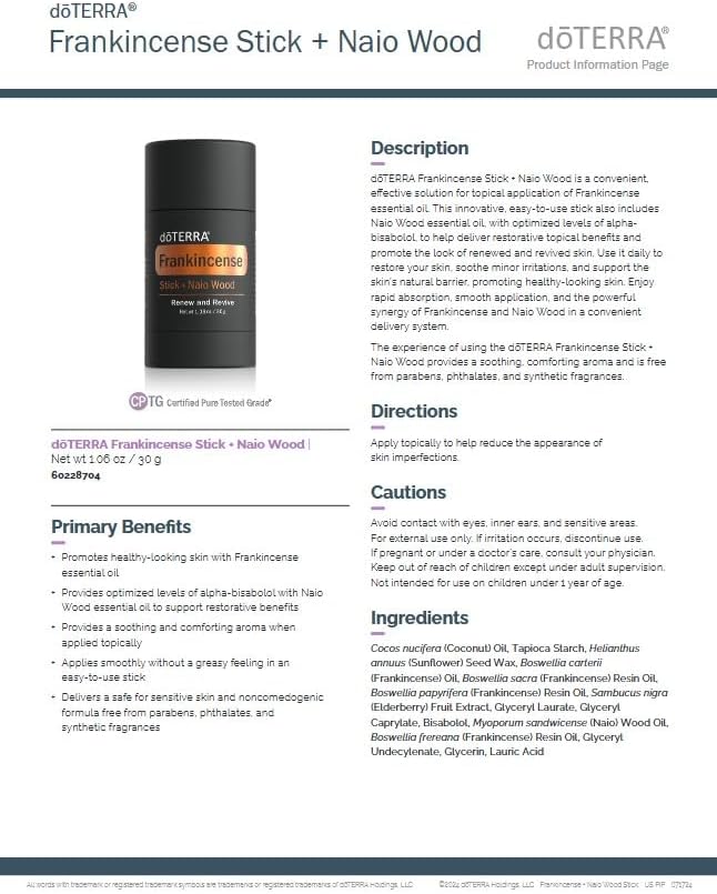 doTERRA Frankincense Stick + Naio Wood
