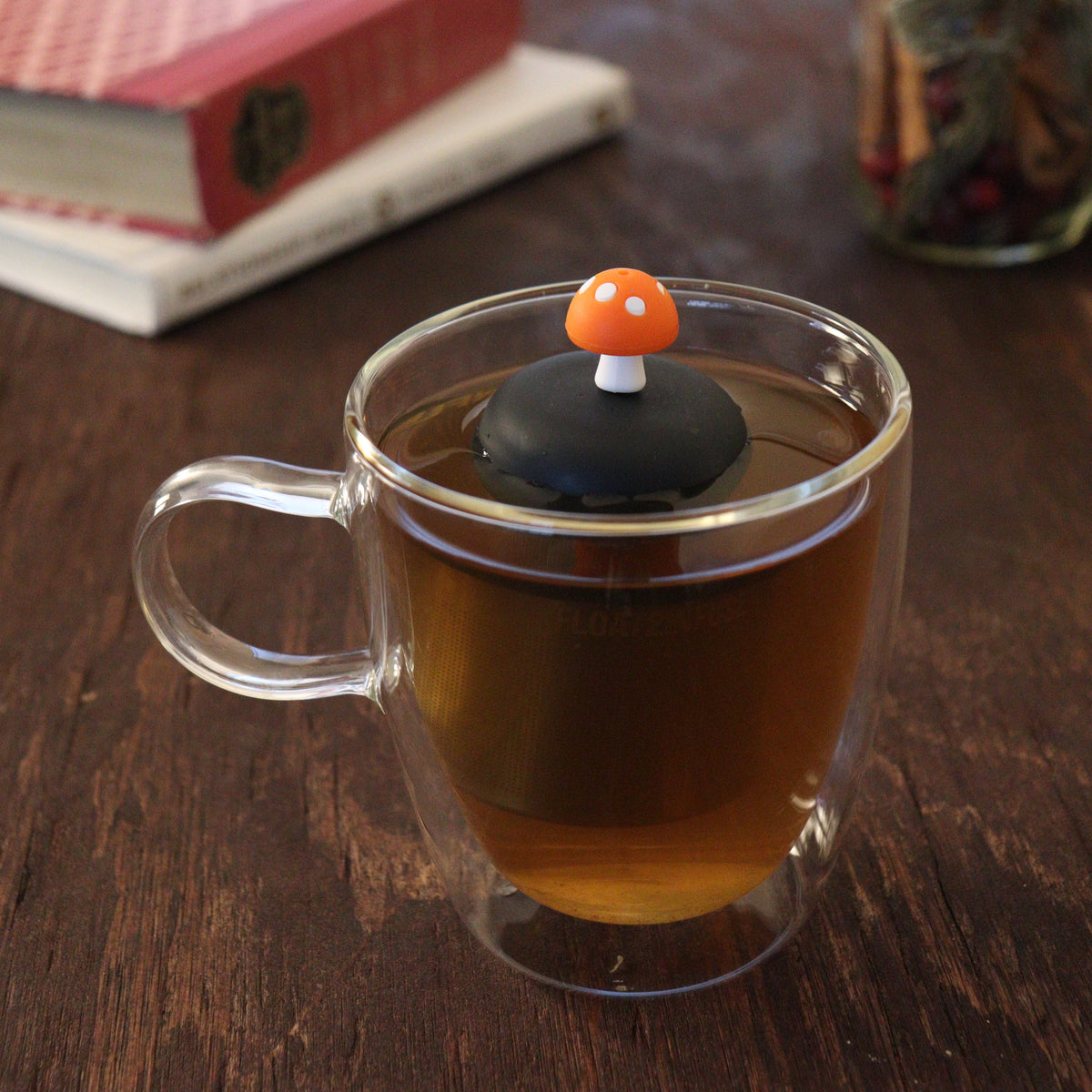 Floating Orange Mushroom Tea Infuser - Cute Tea Infuser for Loose Leaf Tea