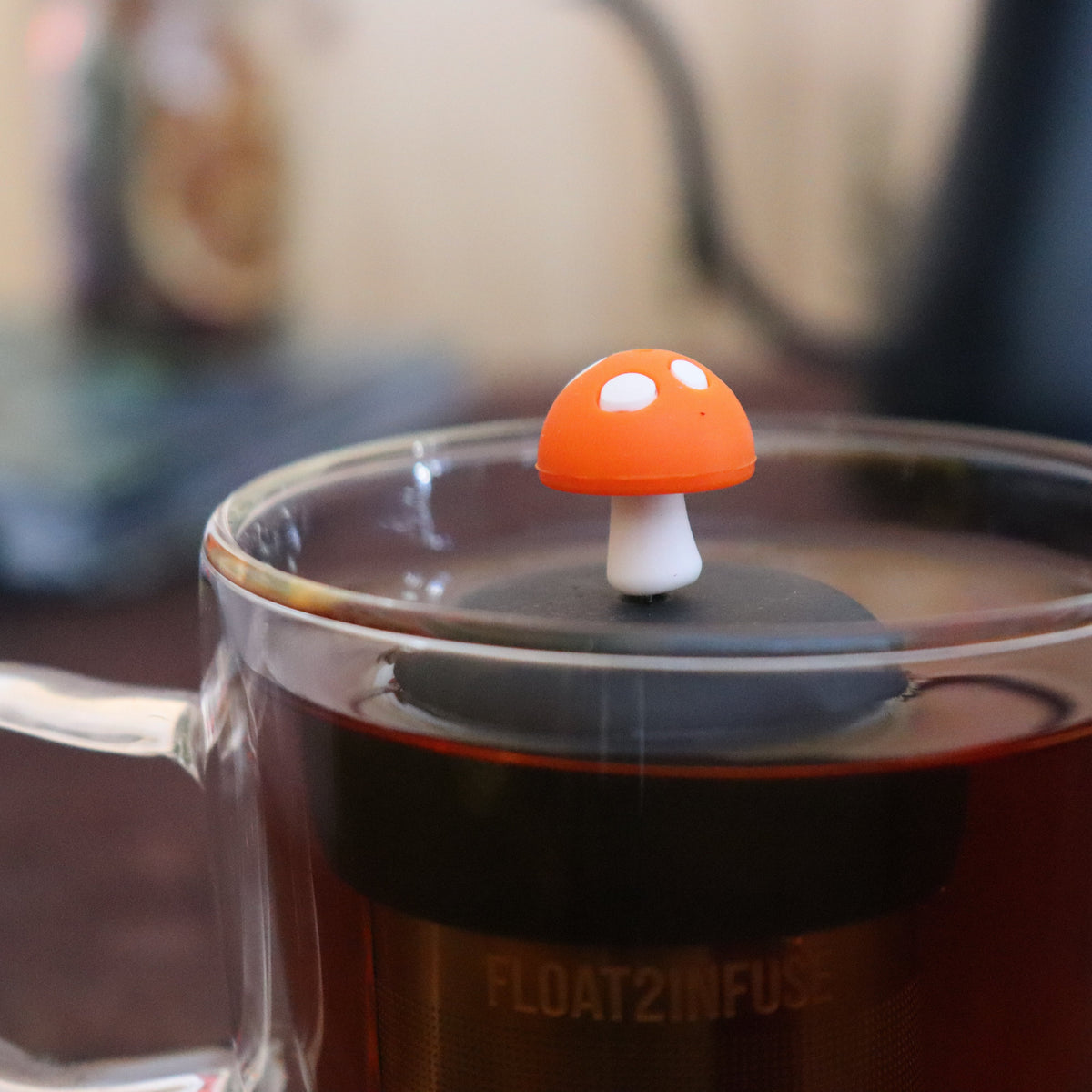 Floating Orange Mushroom Tea Infuser - Cute Tea Infuser for Loose Leaf Tea