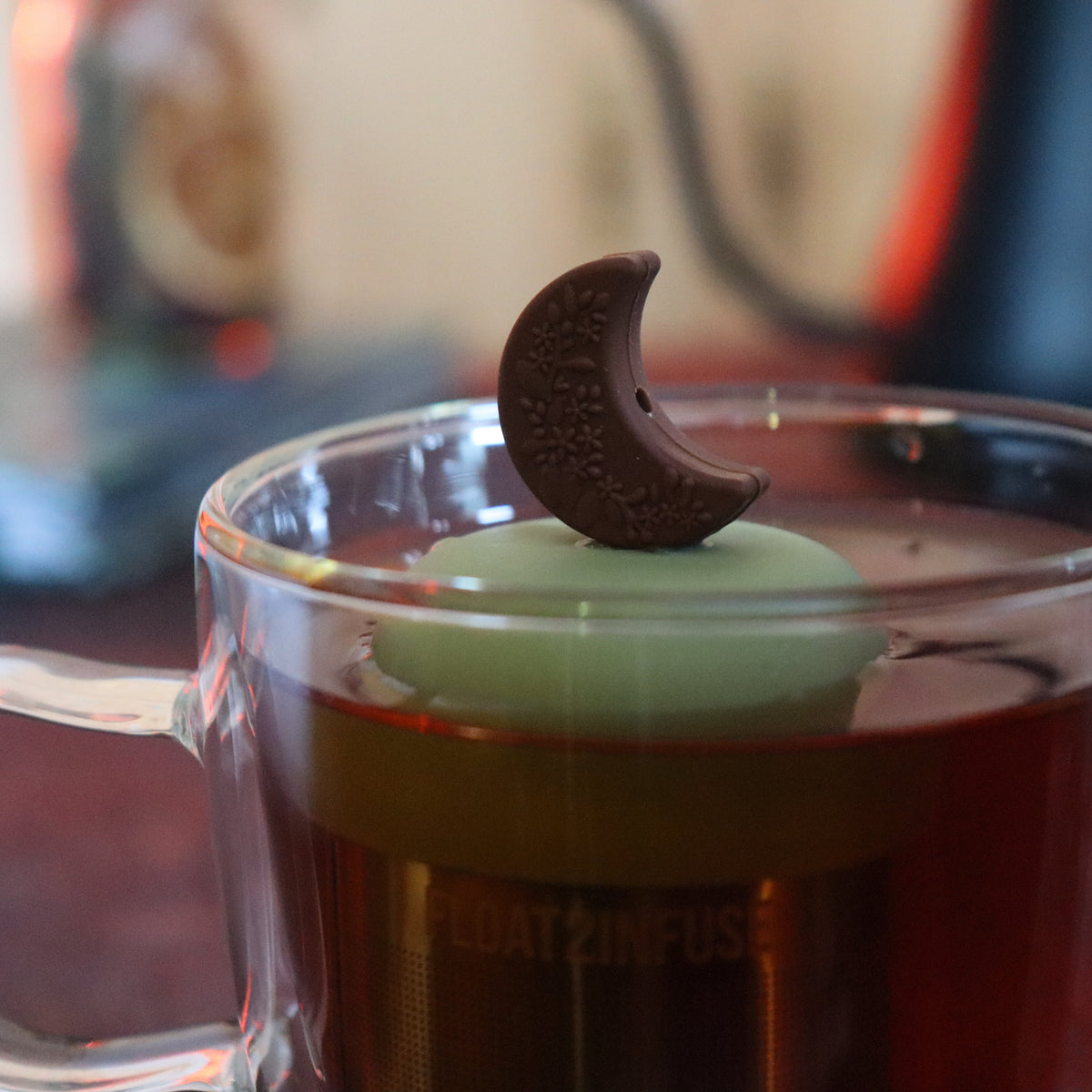 Floating Brown Floral Moon Tea Infuser - Cute Tea Infuser for Loose Leaf Tea